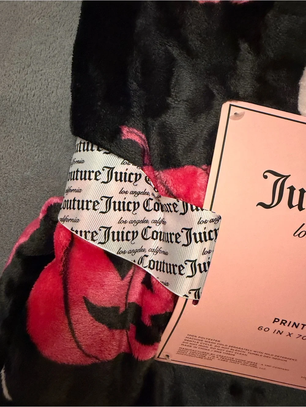 NEW VIRAL Juicy Couture Black Pink White Pumpkin Plush Throw BLANKET 60x70